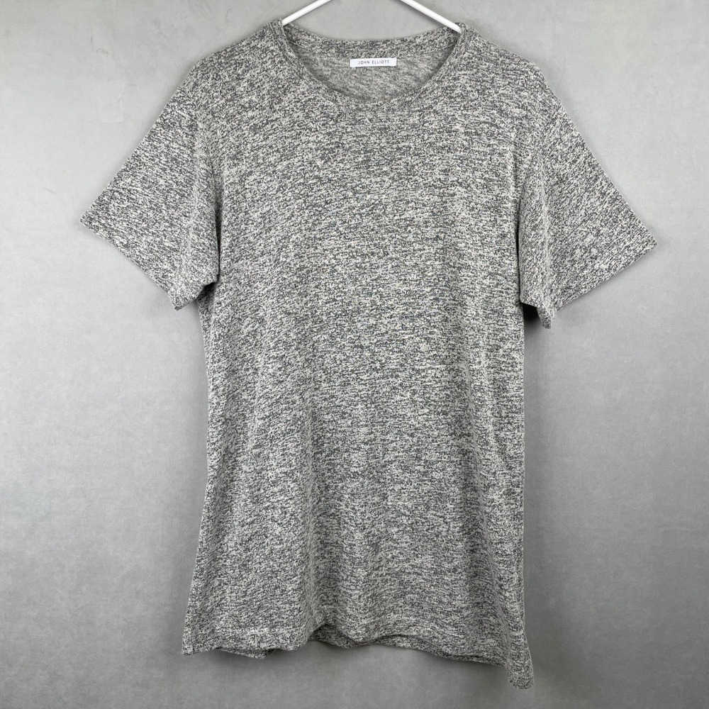 John Elliott Classic Crew Co Mix T-Shirt Marled Grey Cotton Blend 3 L USA Made